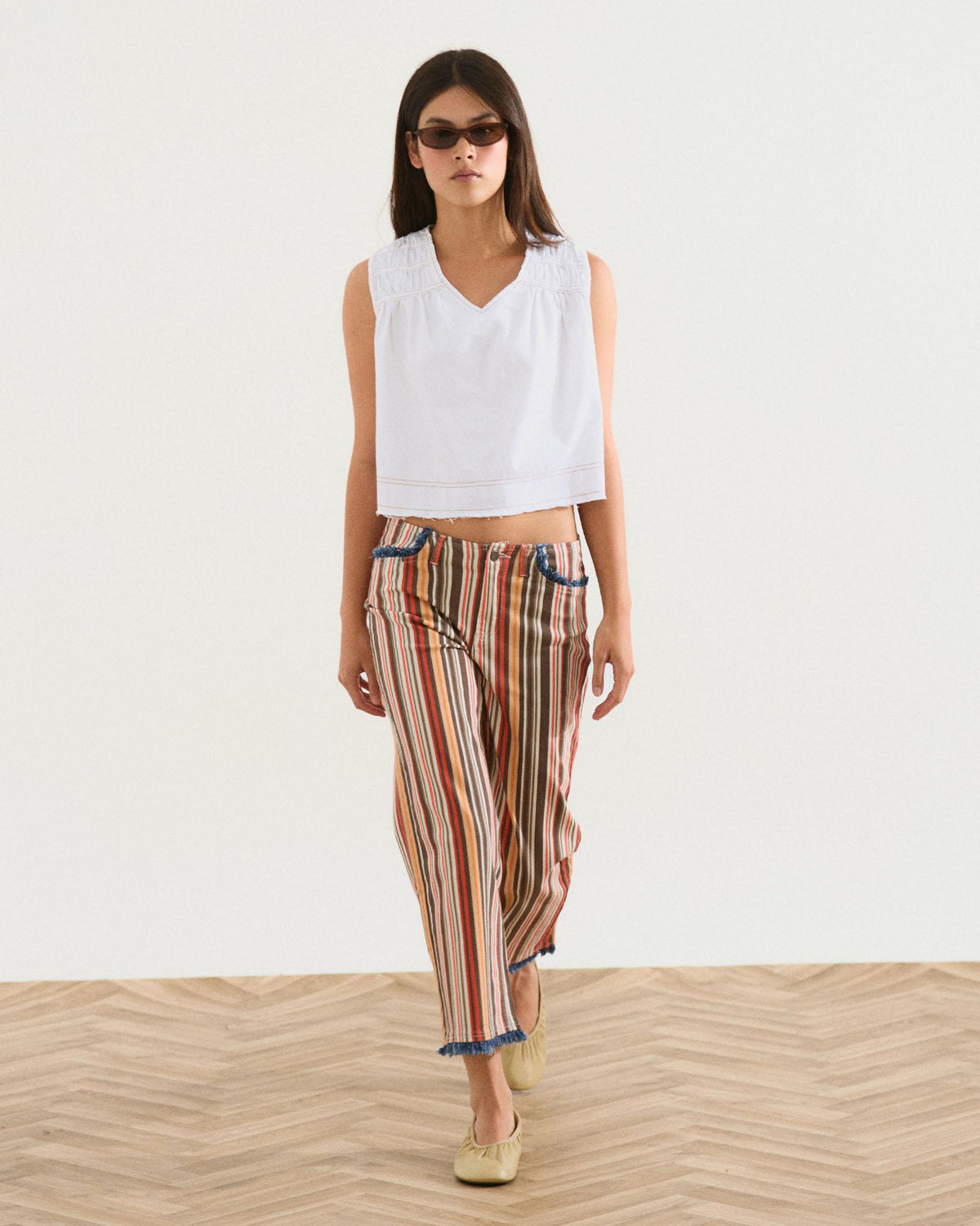 Top Gomas Denim Blanco