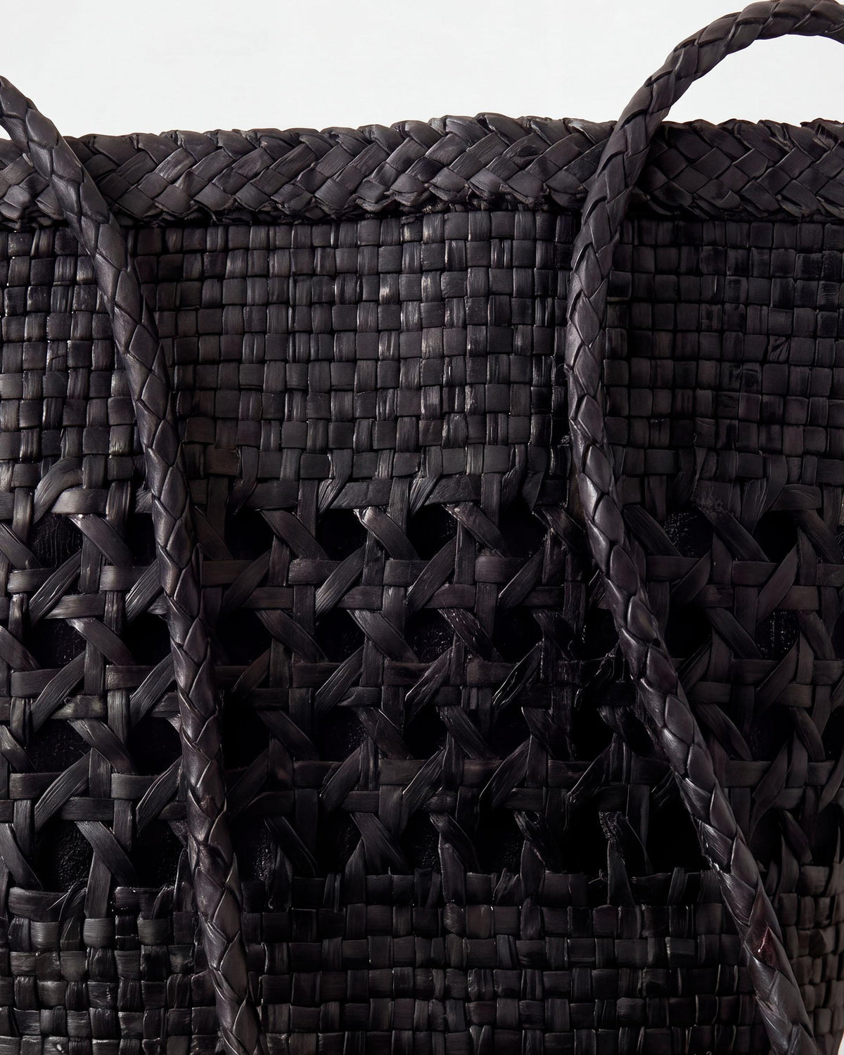 Borsa a Secchiello in Pelle Intrecciata Nera
