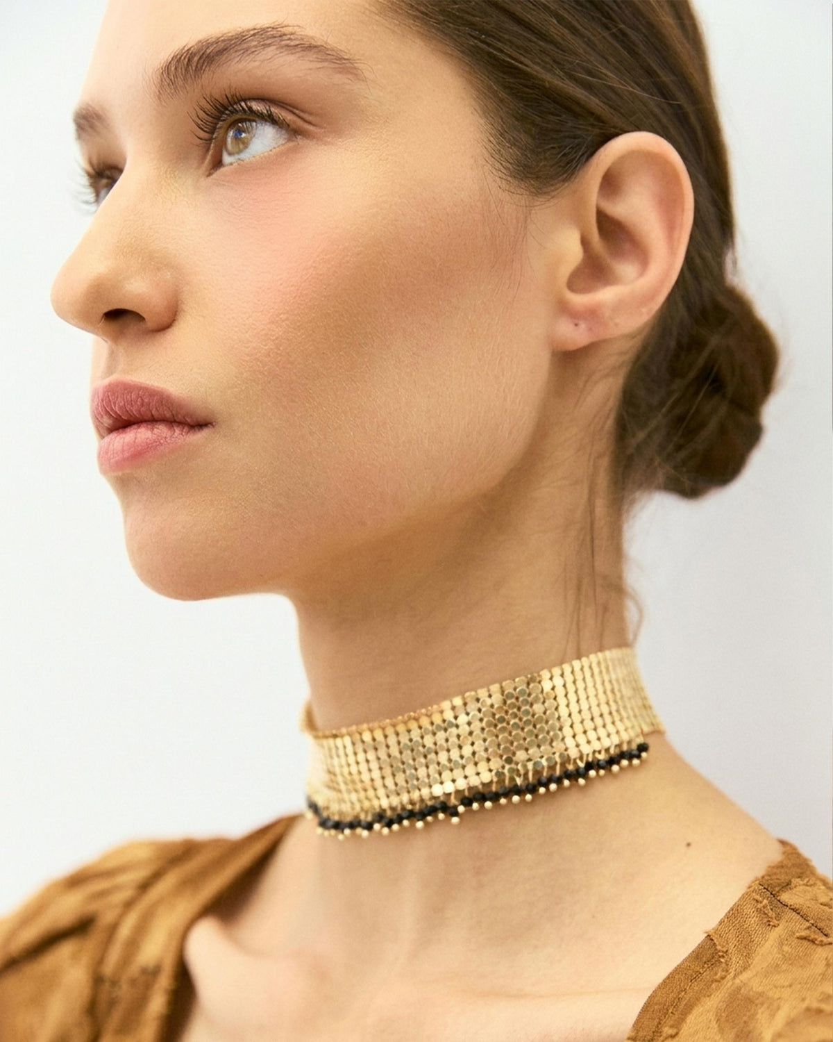 Choker Malla Bolitas Oro