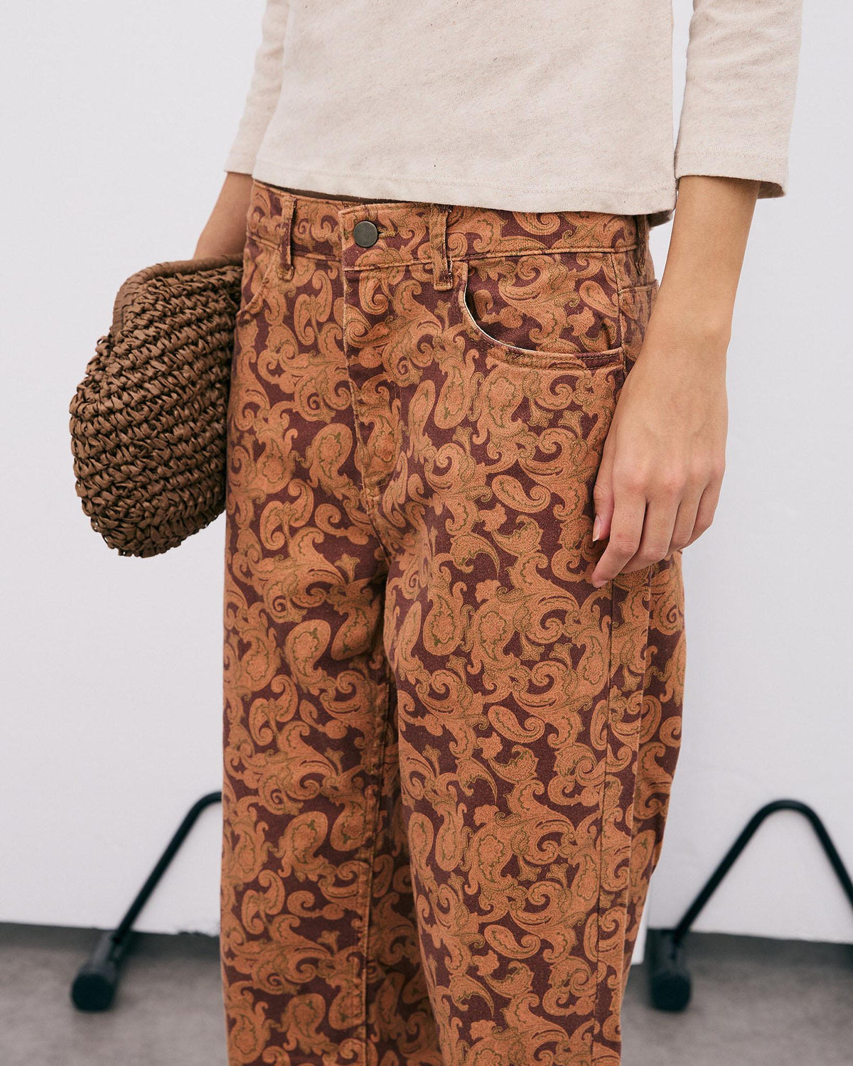 Jeans Estampado Paisley Naranja