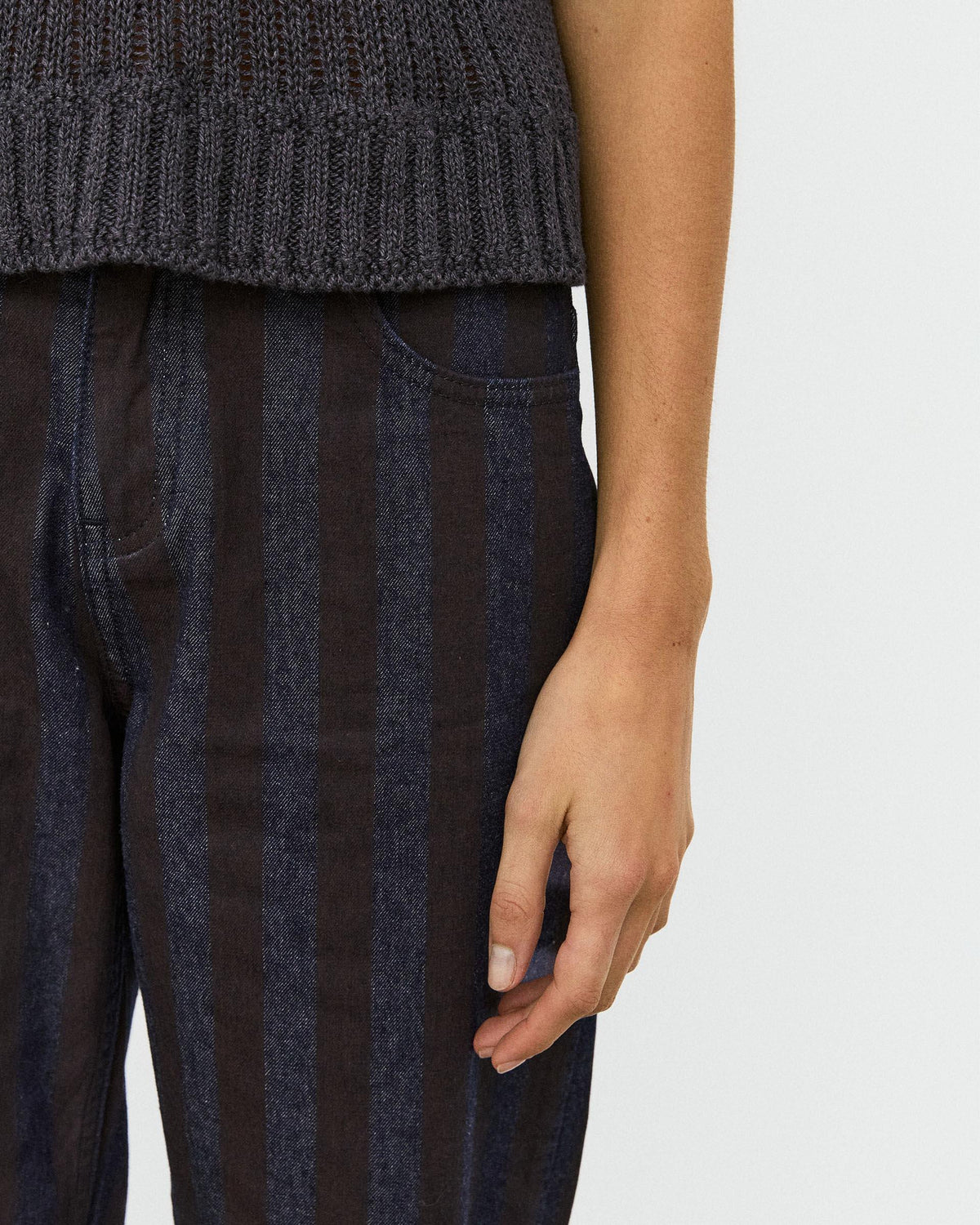 Dark Blue Striped Balloon Jeans