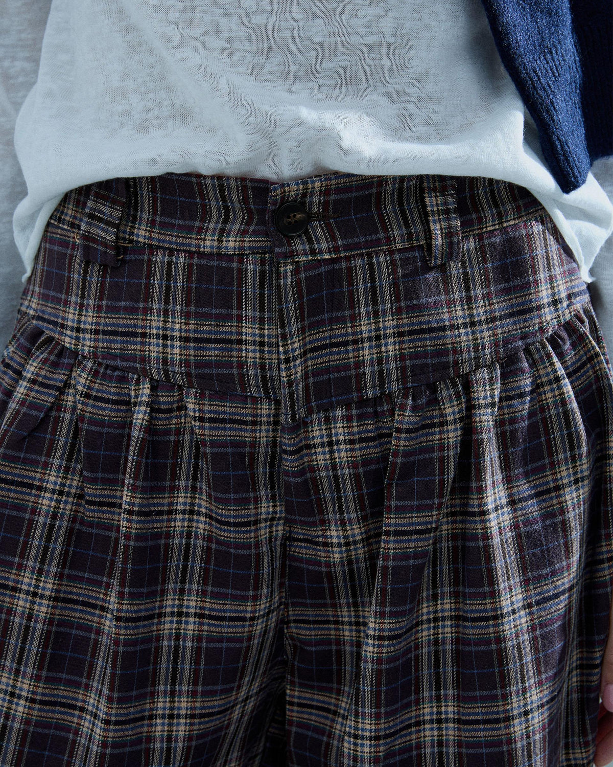 Pantalón Canesú Cuadros Marrón