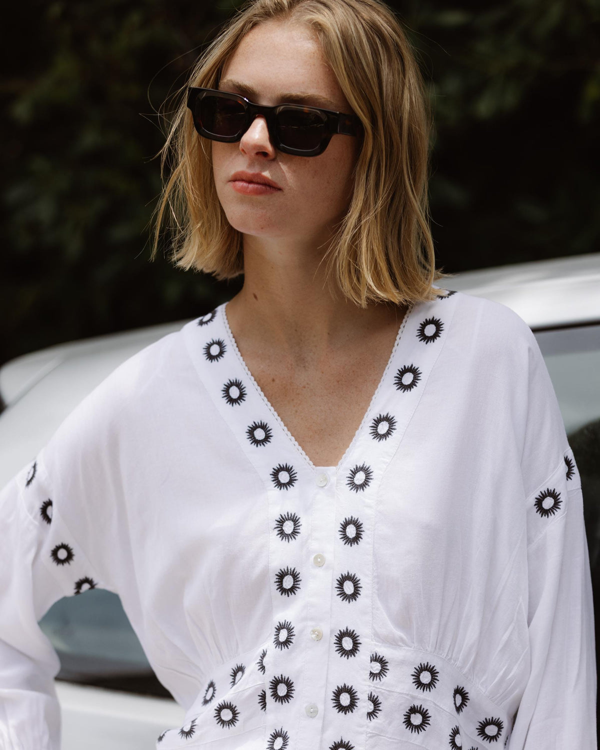White Embroidered Blouse