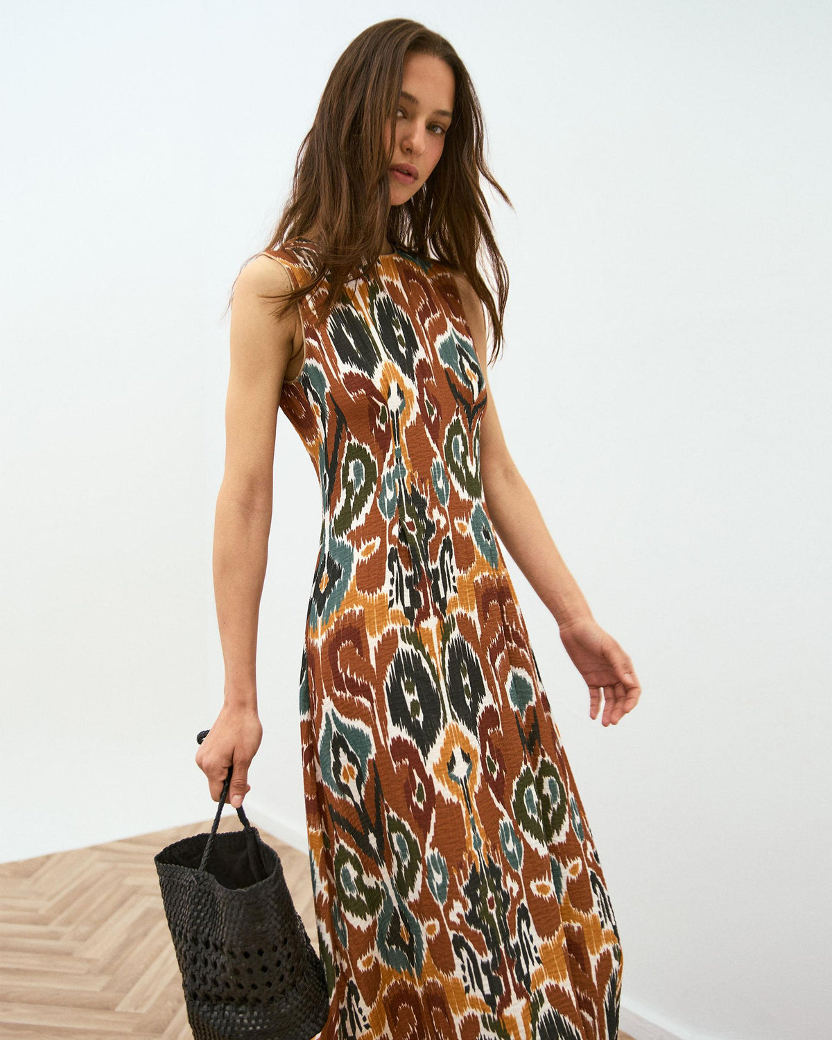 Vestido Sin Mangas Estampado Étnico Multicolor