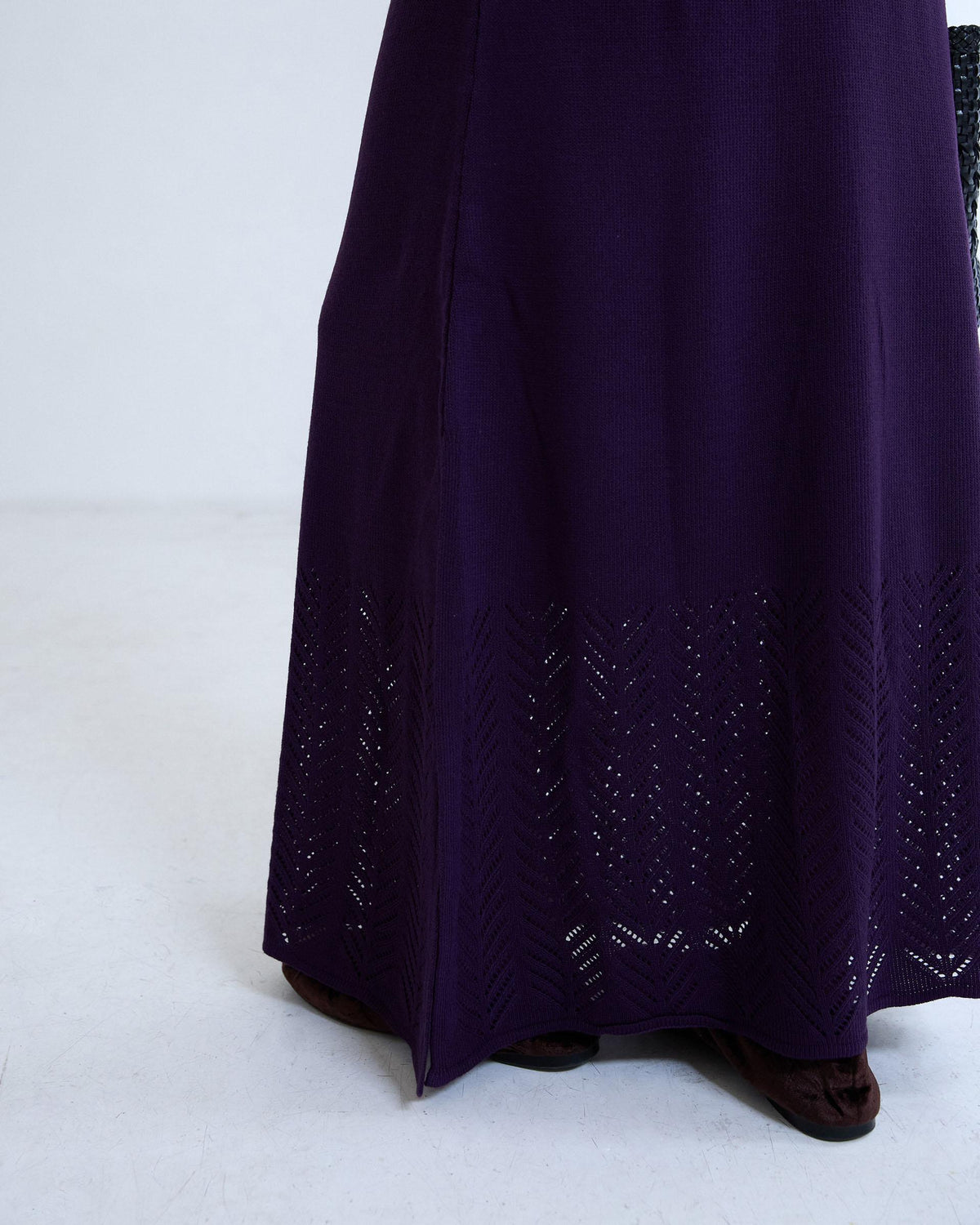 Falda Punto Bajo Calados Morada