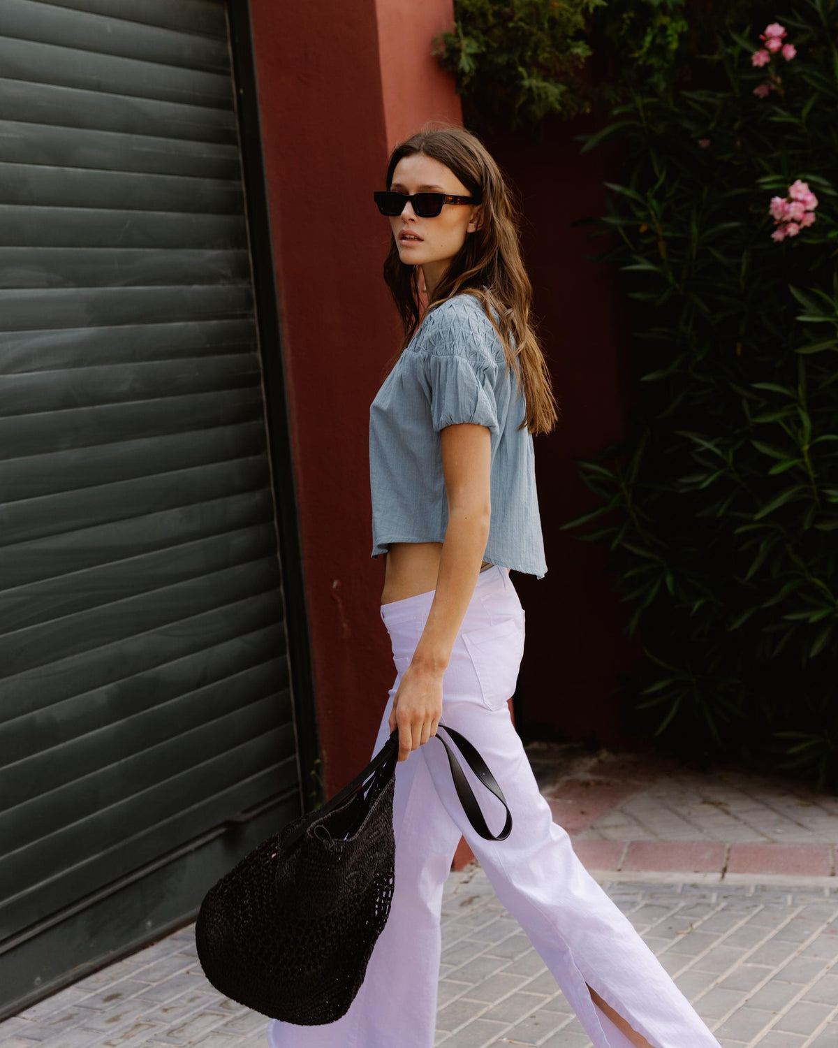 Blusa Detalles Canesú Azul