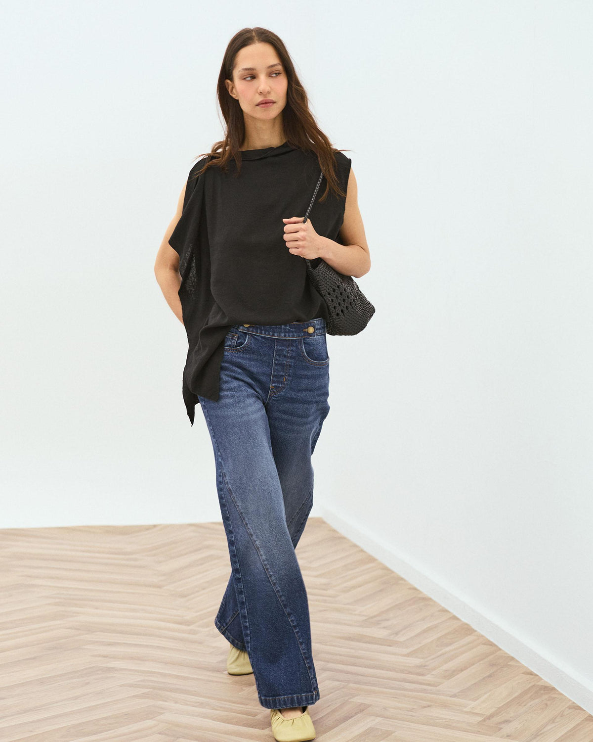 Jeans Botones Cinturilla Cremallera Lateral Azul