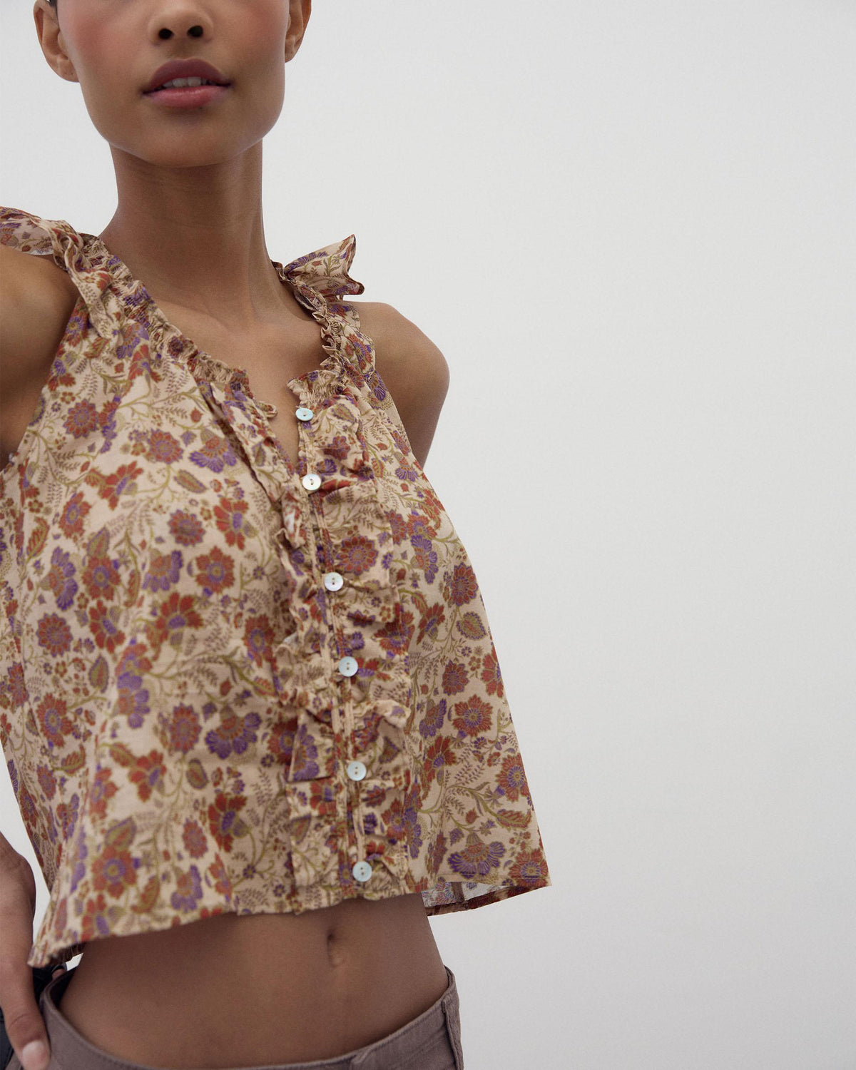 Multicoloured Printed Sleeveless Top