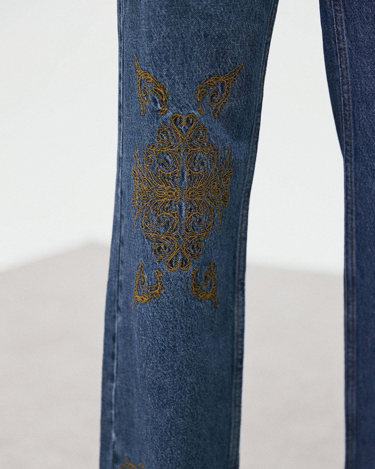 Blue Ethnic Embroidered Jeans