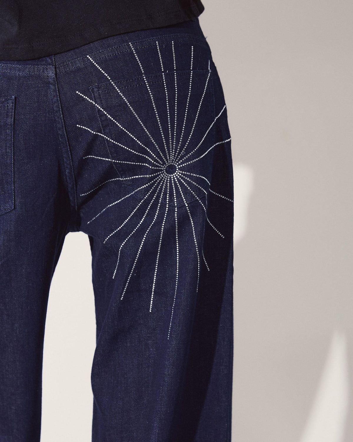 Jeans Estrella Brillos Trasera Azul Oscuro