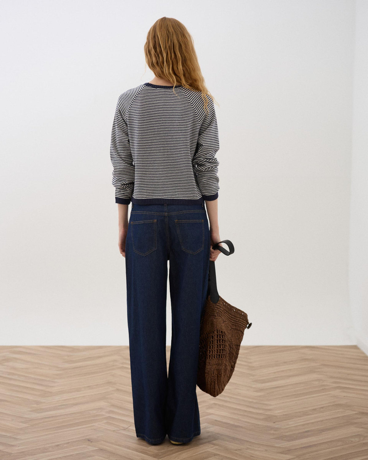 Dark Blue Jeans with Contrast-Stitch Pockets