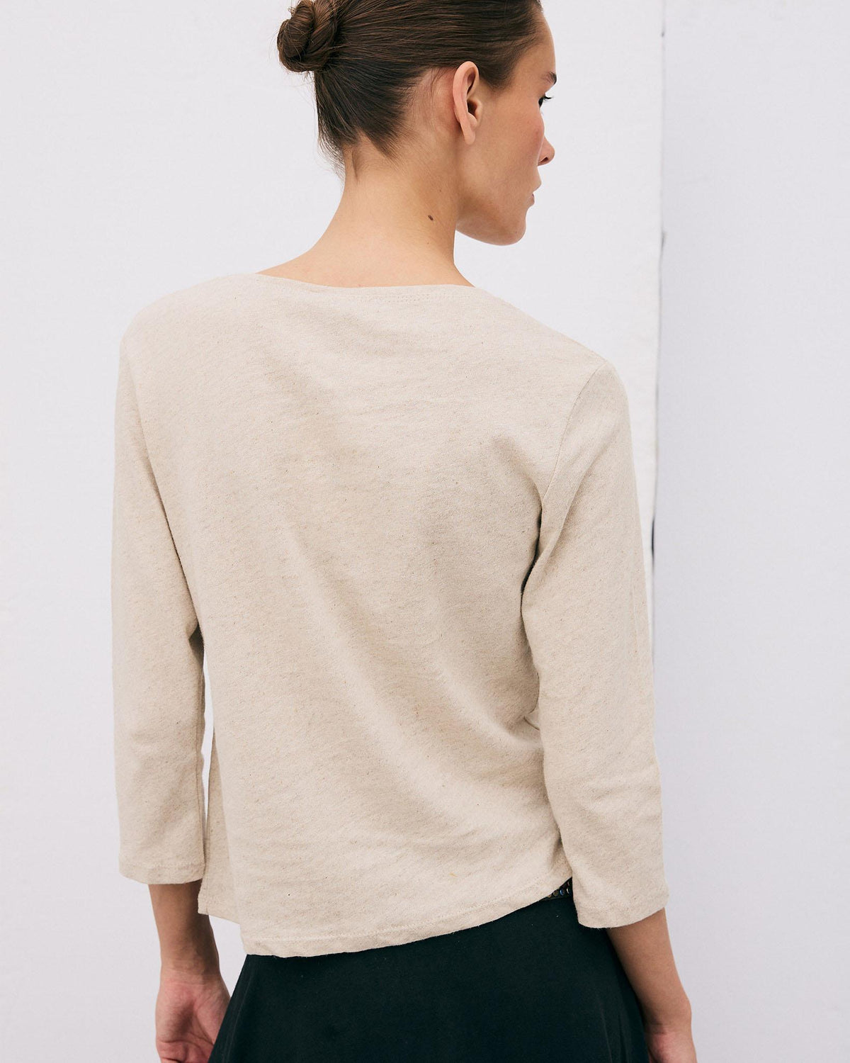 Camiseta Básica Manga Francesa Beige