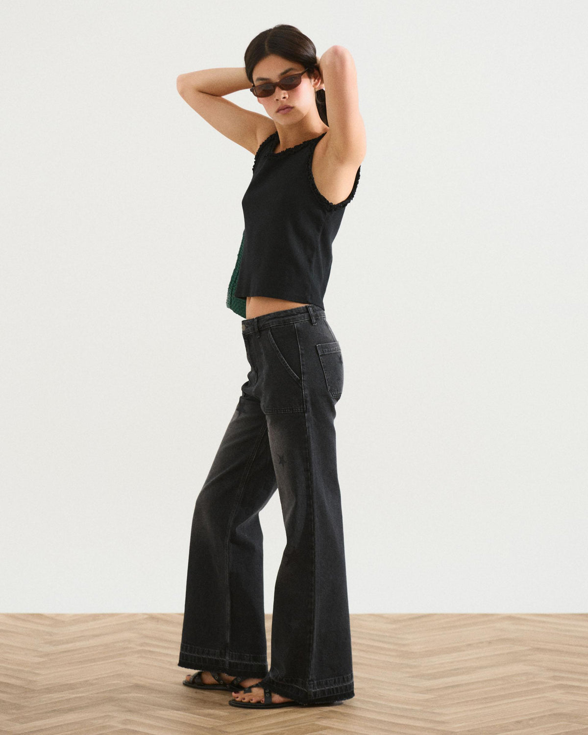 Jeans Worker Estrellas Brillos Antracita