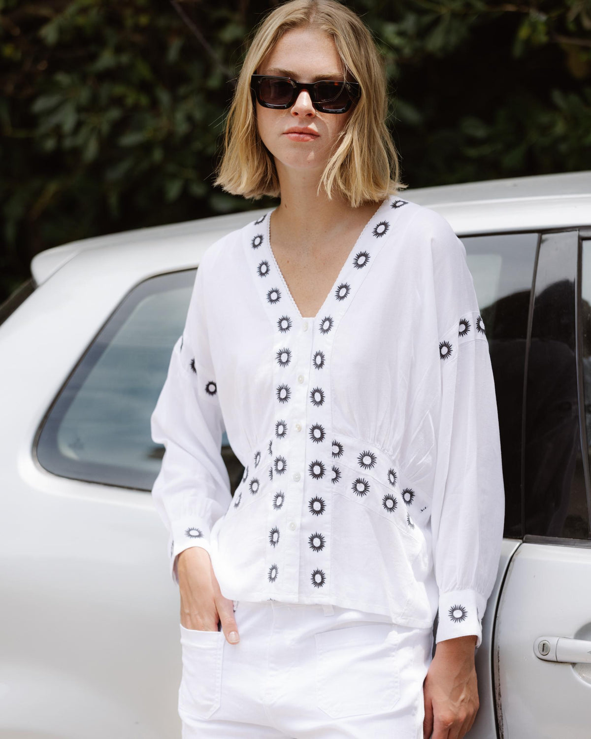 White Embroidered Blouse