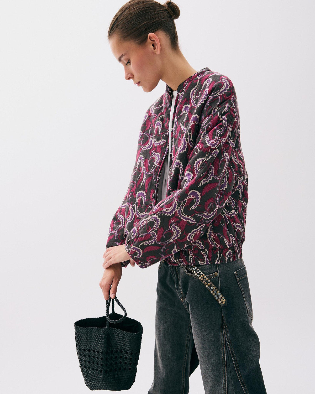 Chaqueta Bomber Estampado Antracita
