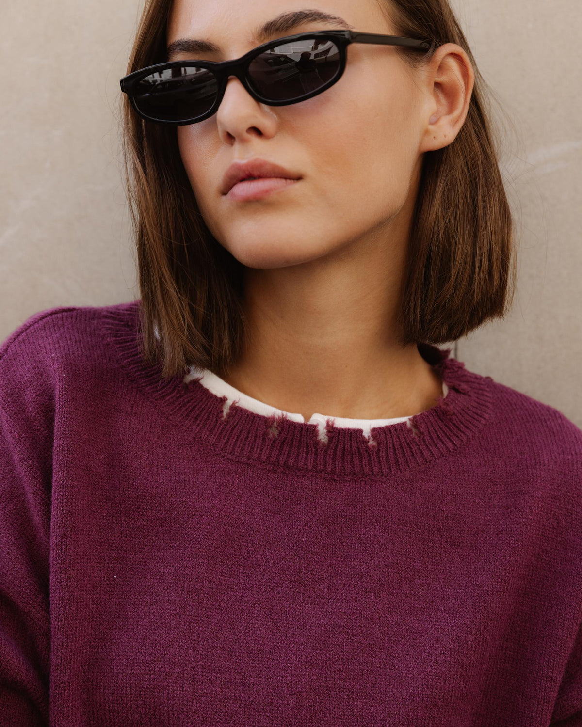 Purple Jumper with Slit Details