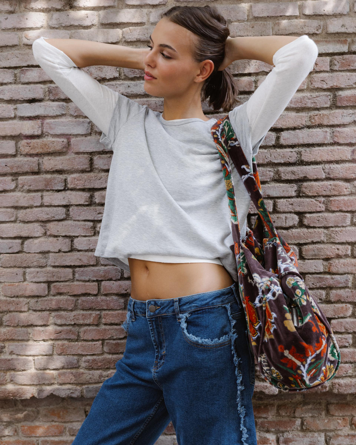 Blue Jeans with Frayed Side Seams