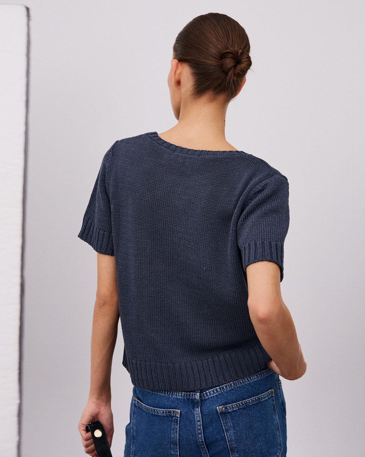 Navy Blue Basic Short Sleeve Top