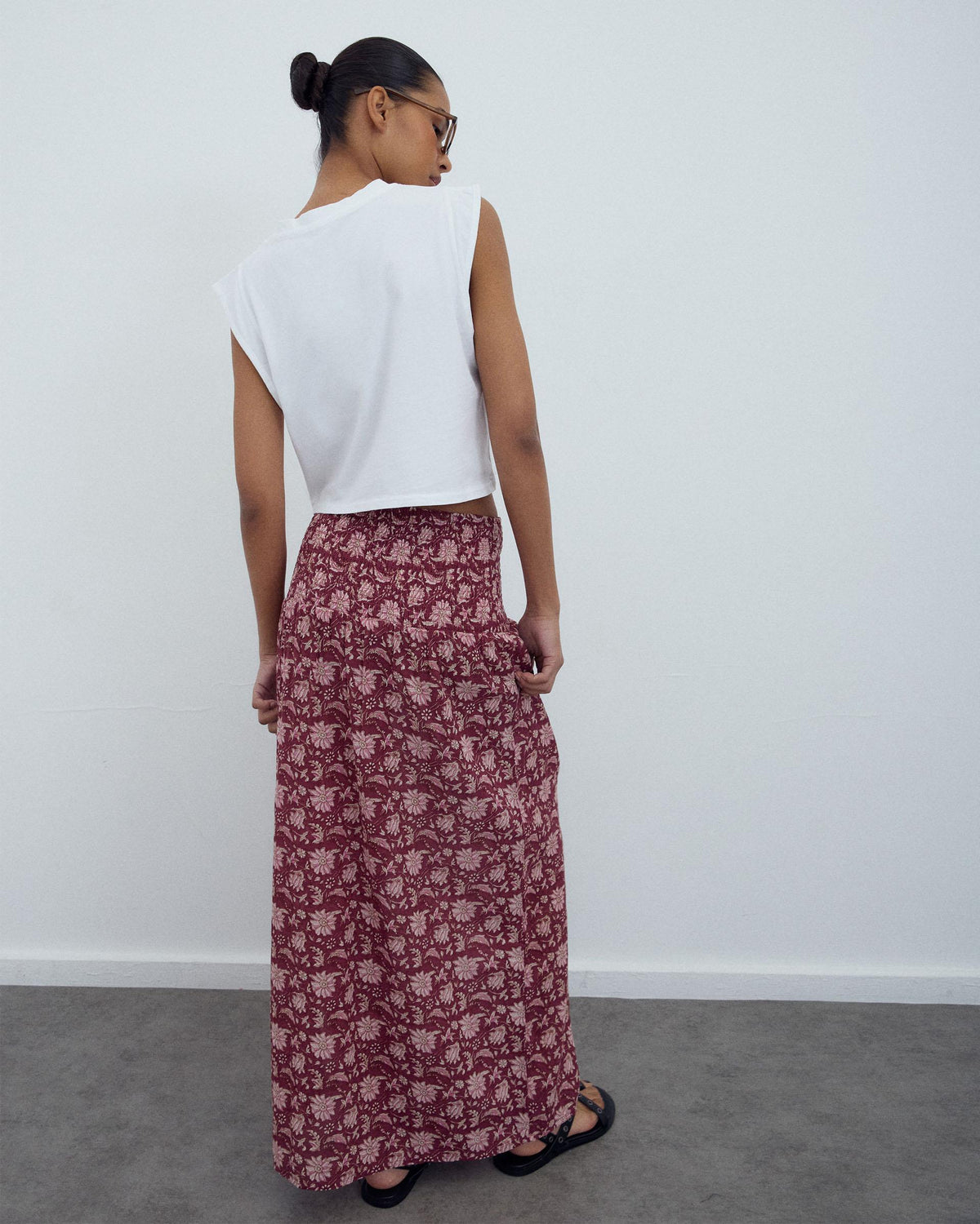 White T-Shirt with Studded Sleeves