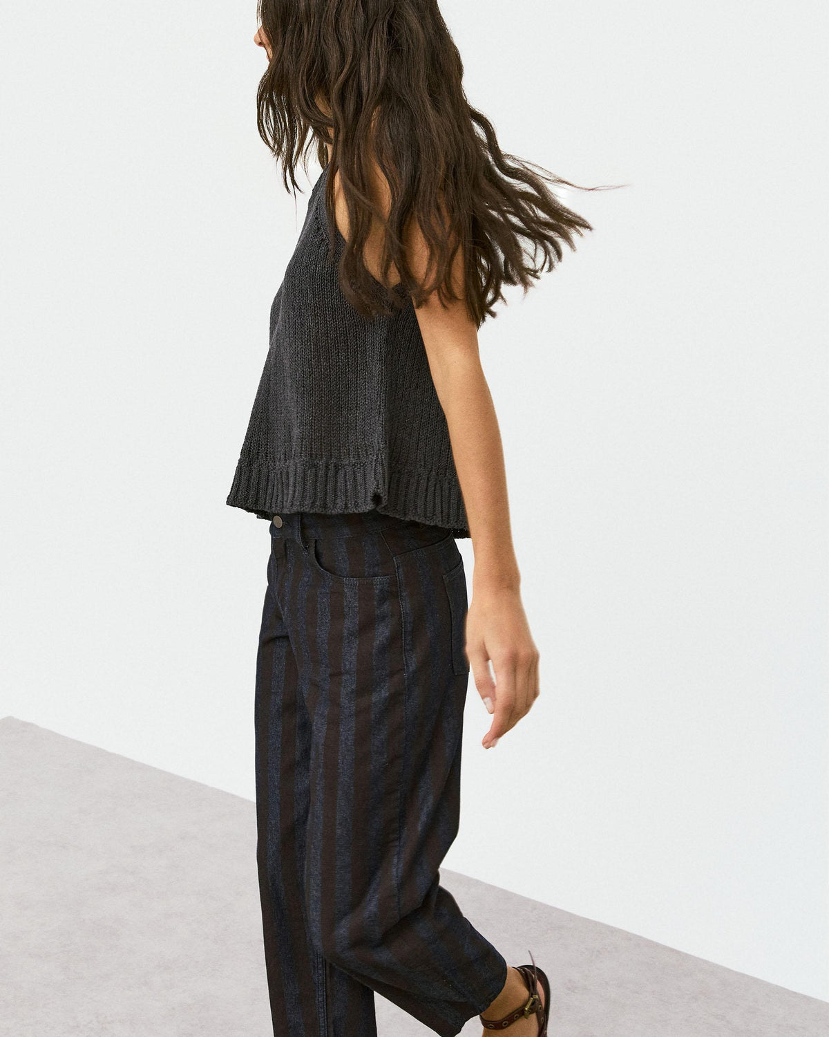 Dark Blue Striped Balloon Jeans