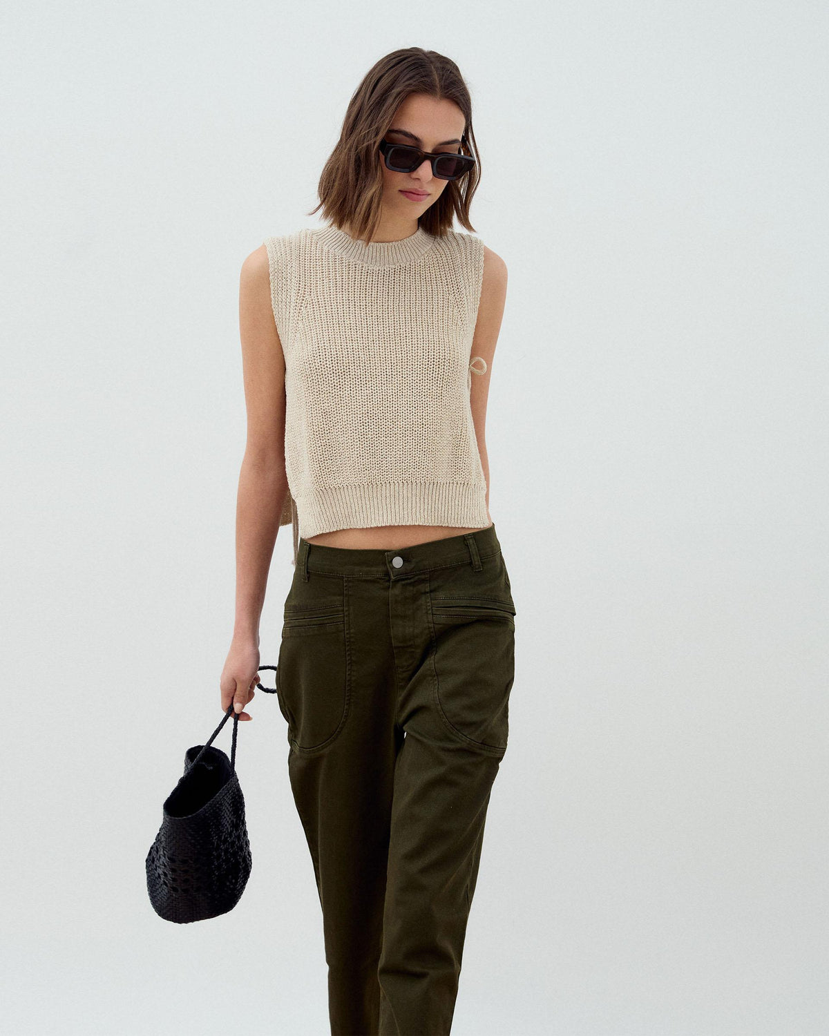 Top Punto Lazadas Laterales Beige