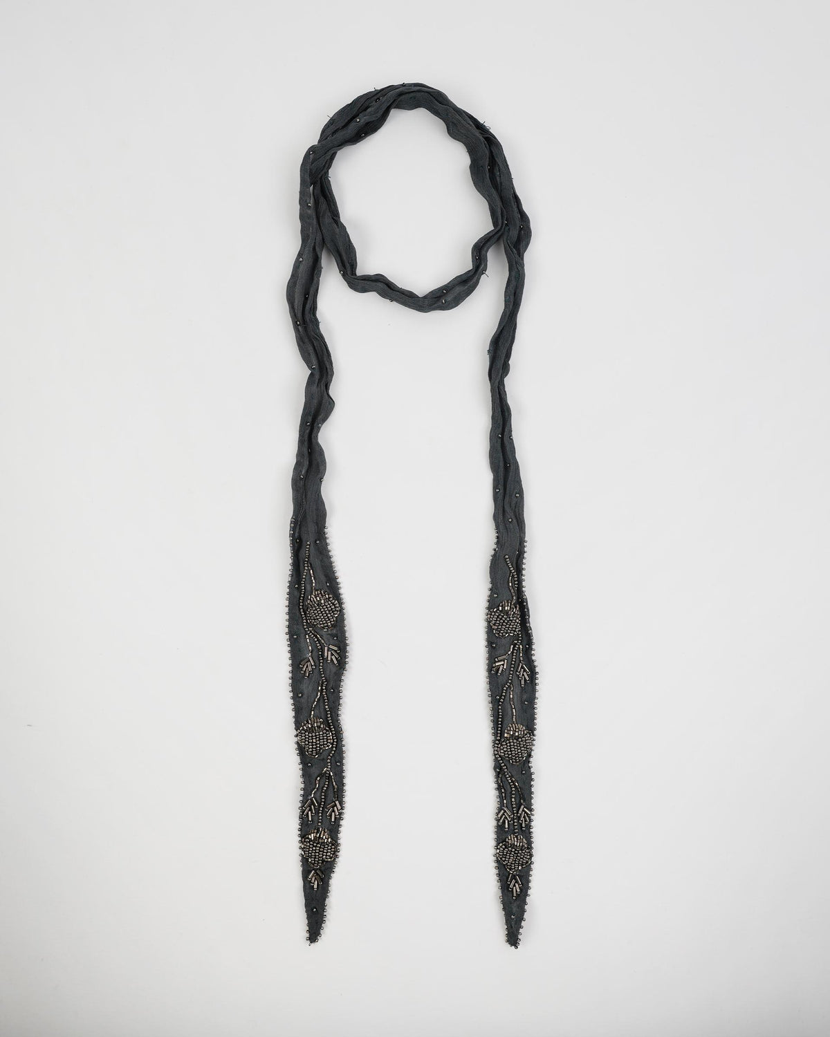 Anthracite Embroidered Organza Necklace