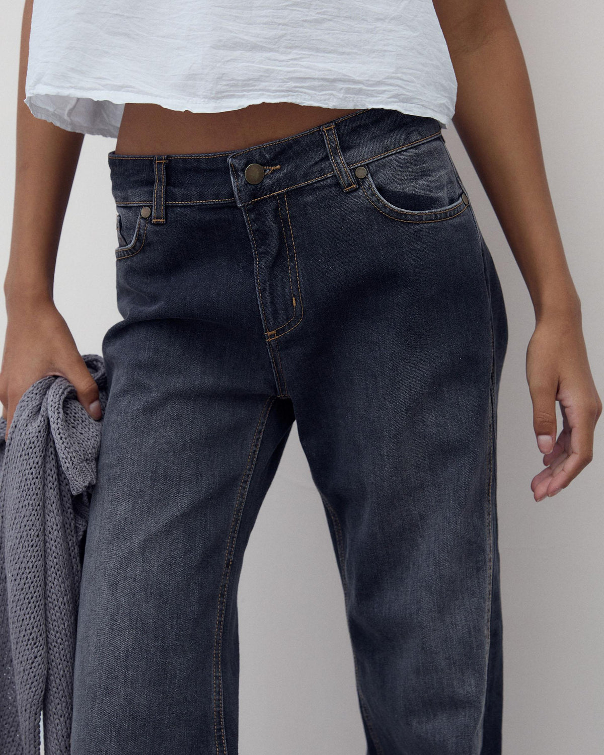 Jeans Cuñas Laterales Antracita
