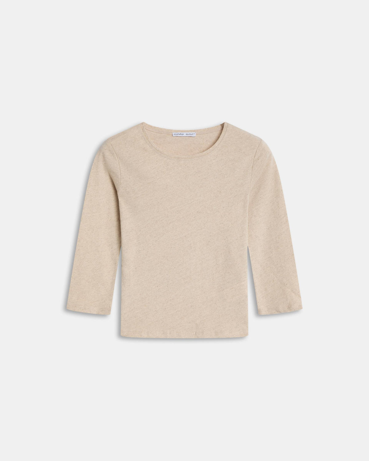 Camiseta Básica Manga Francesa Beige