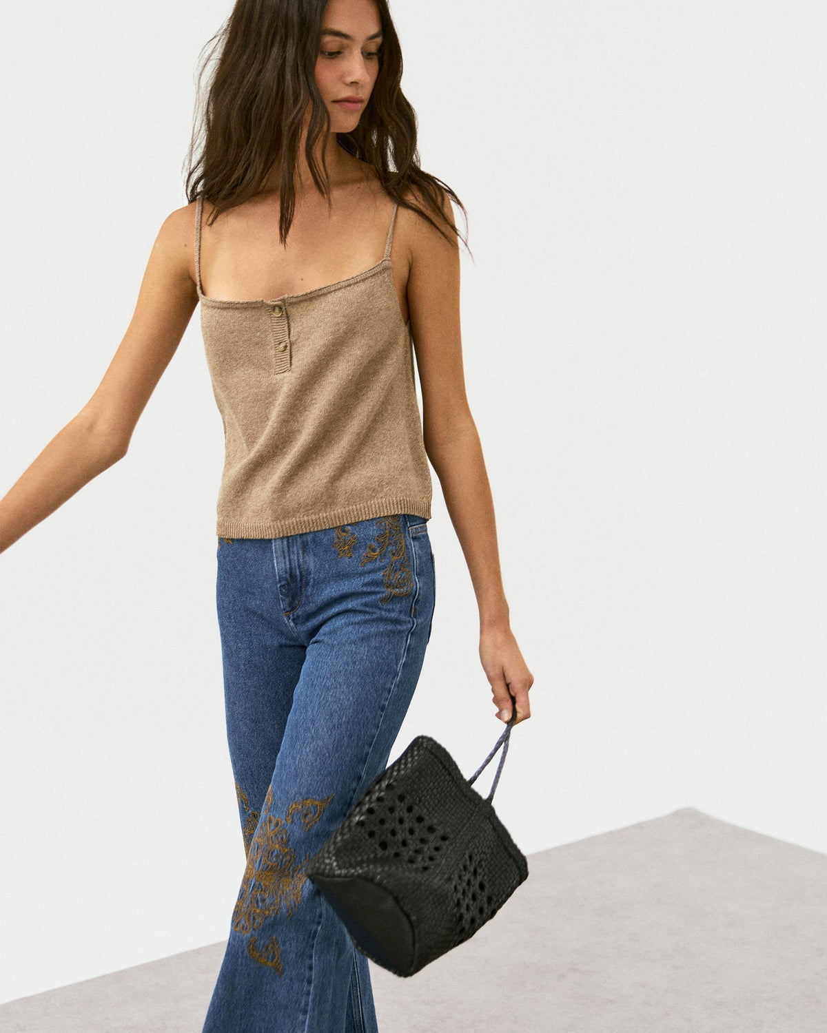Blue Ethnic Embroidered Jeans