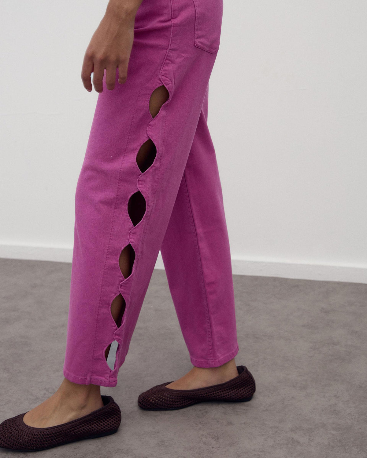 Fuchsia Oval Cut-Out Jeans