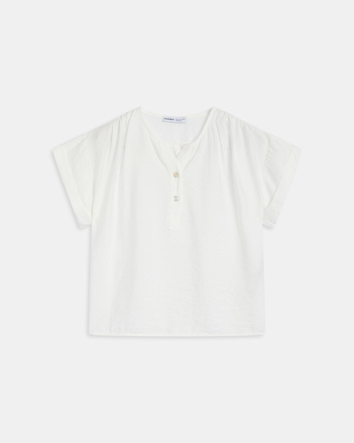 Blusa Fluida Escote Pico Botones Blanca
