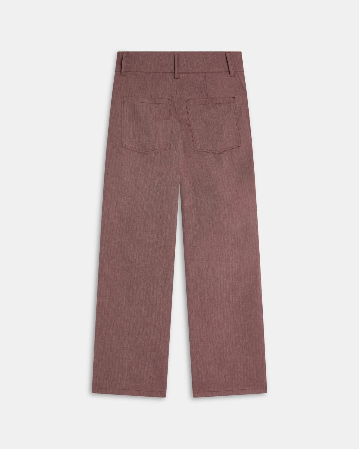 Pantalón Cinturilla Ancha Corchetes Granate