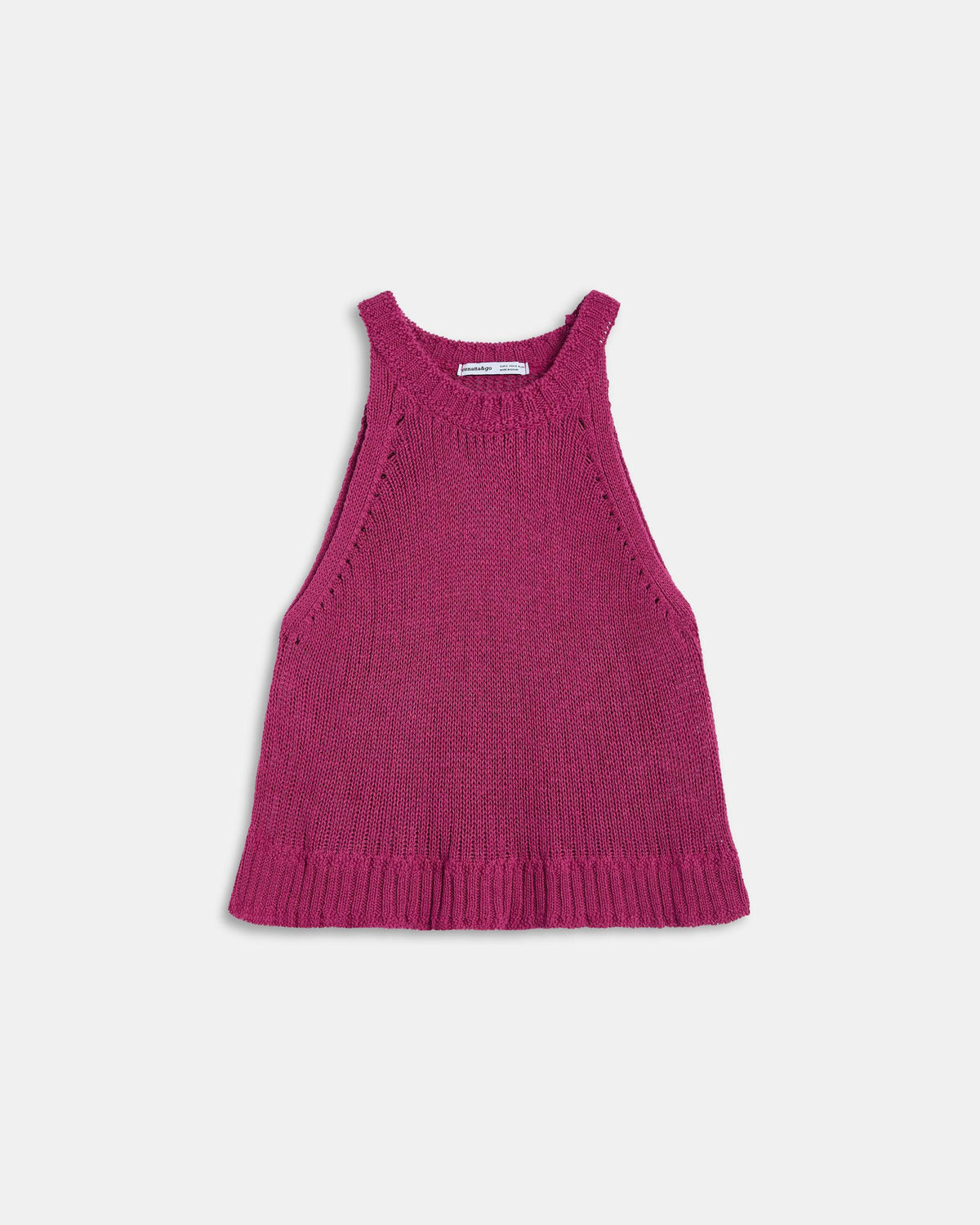 Pink Ribbed Sleeveless Round-Neck Top