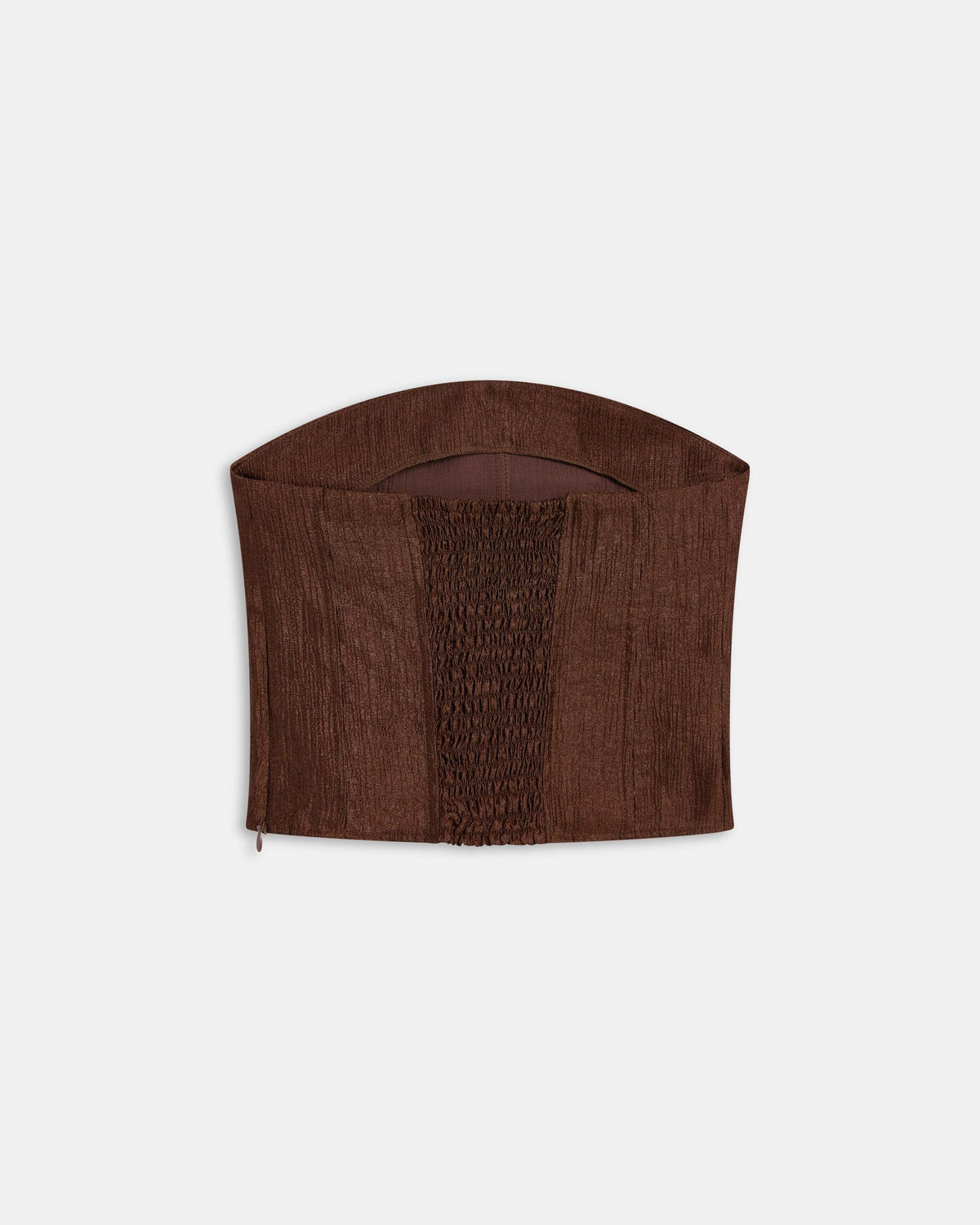 Brown Strapless Top with Seam Detail