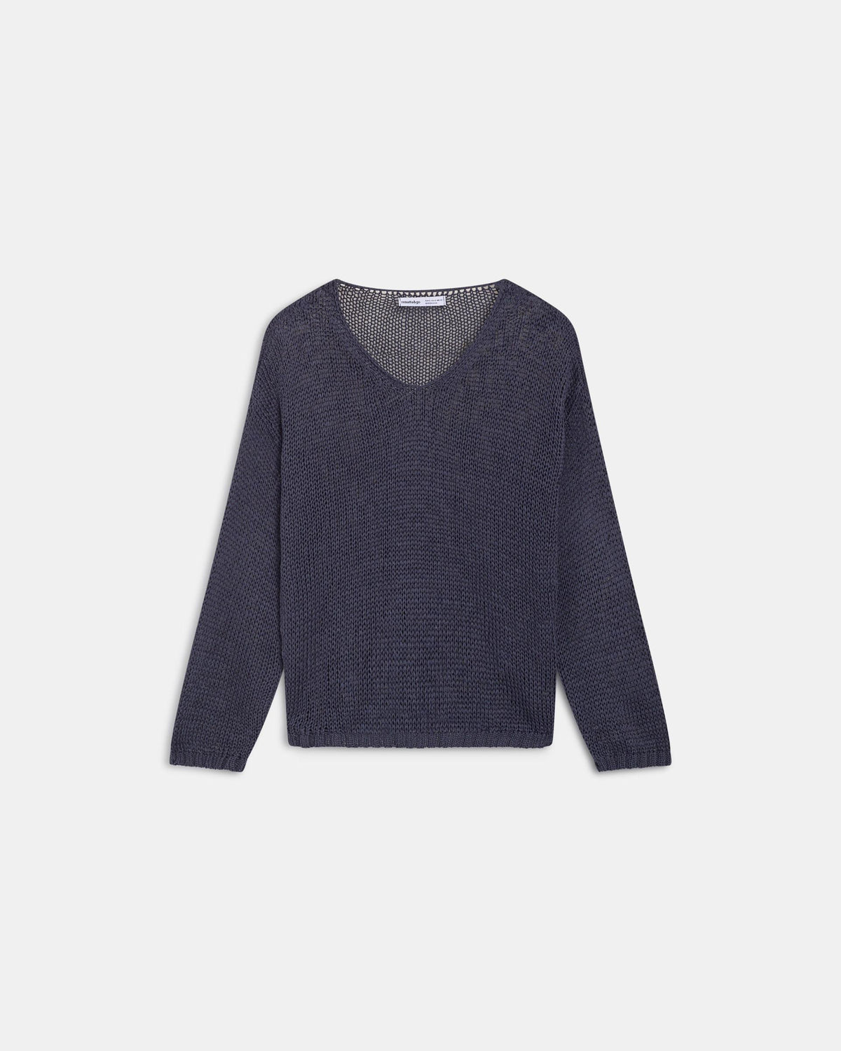 Blue Openwork V-Neck Jumper