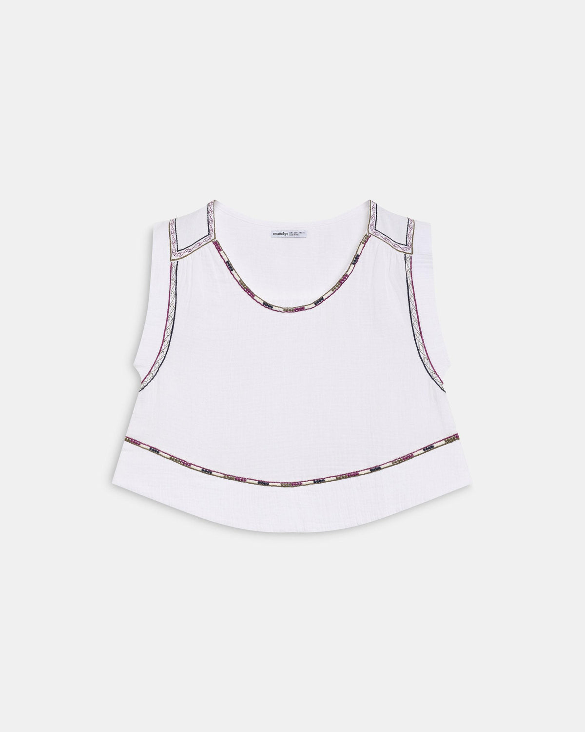 Top Sin Mangas Bordados Blanco