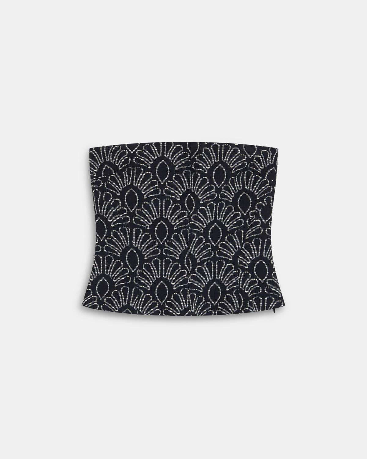 Marineblaues trägerloses Top mit Print