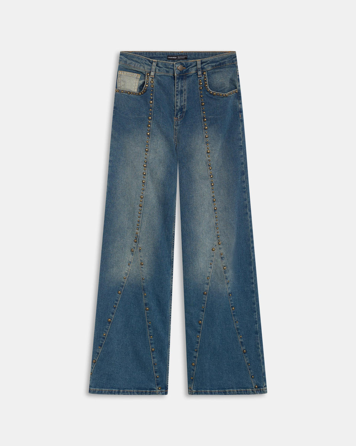 Jeans Tachuelas Costuras Azul