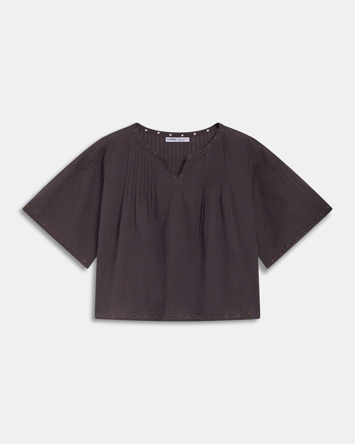 Anthrazitfarbene Bluse mit Ösen