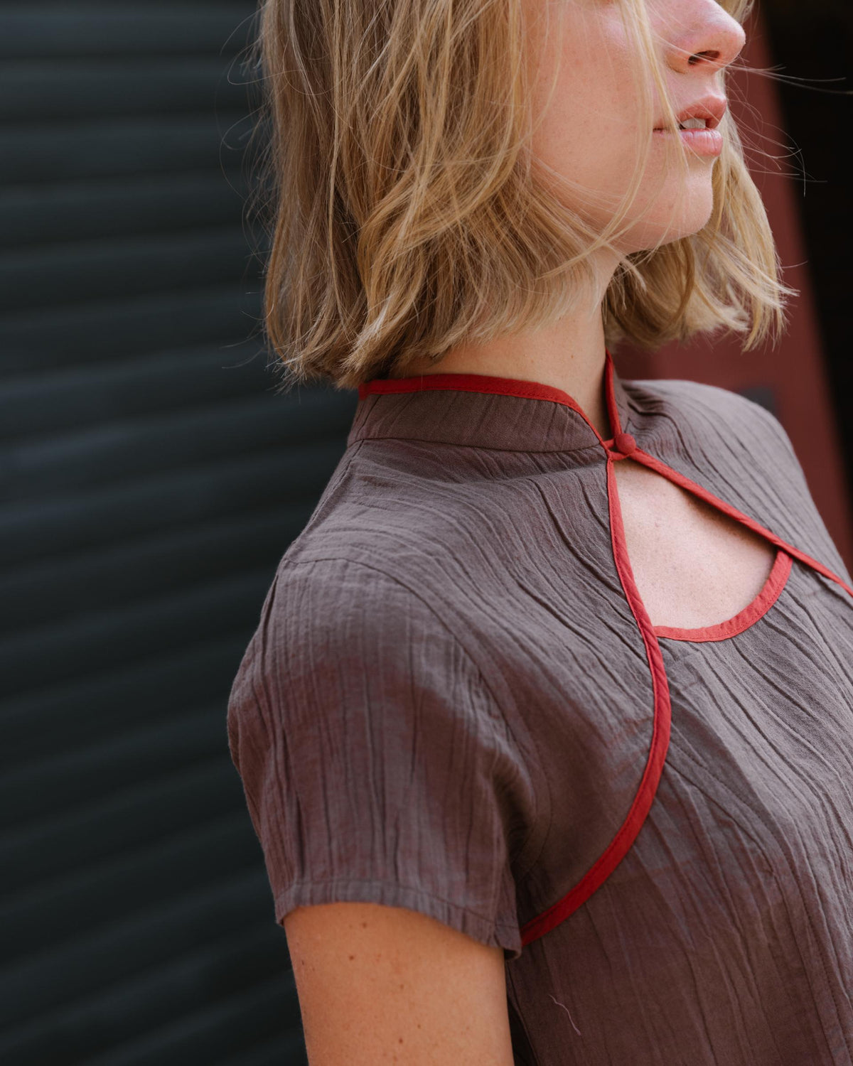 Brown Front Opening Top