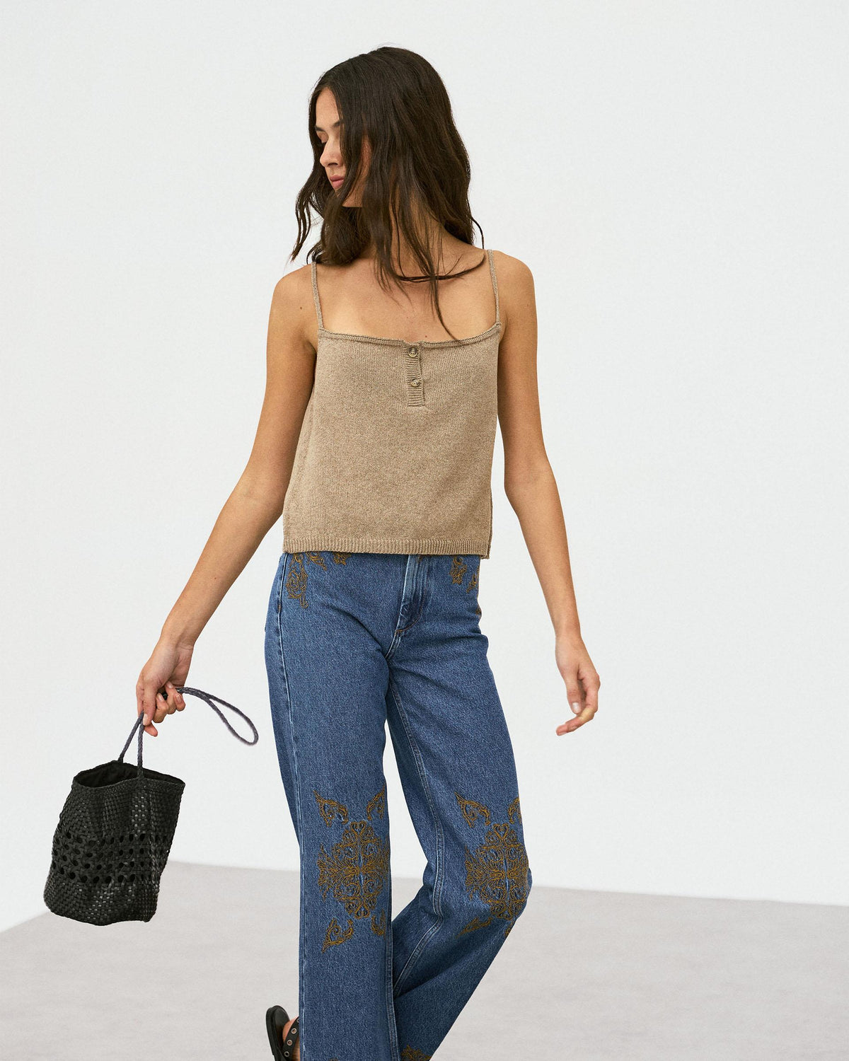 Blue Ethnic Embroidered Jeans