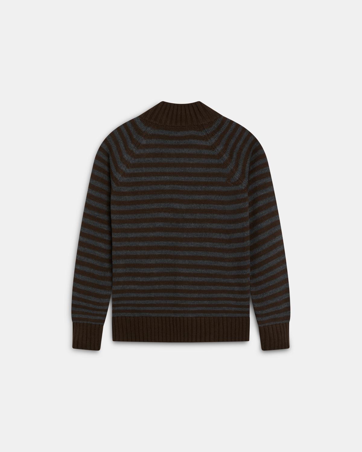 Brown Striped Raglan Sleeve Jumper with Buttons