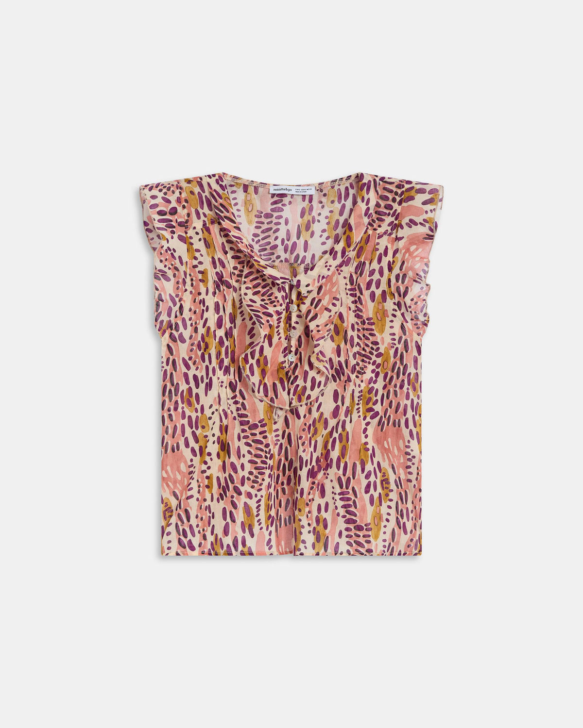 Blusa Sin Mangas Estampado Manchas Rosa