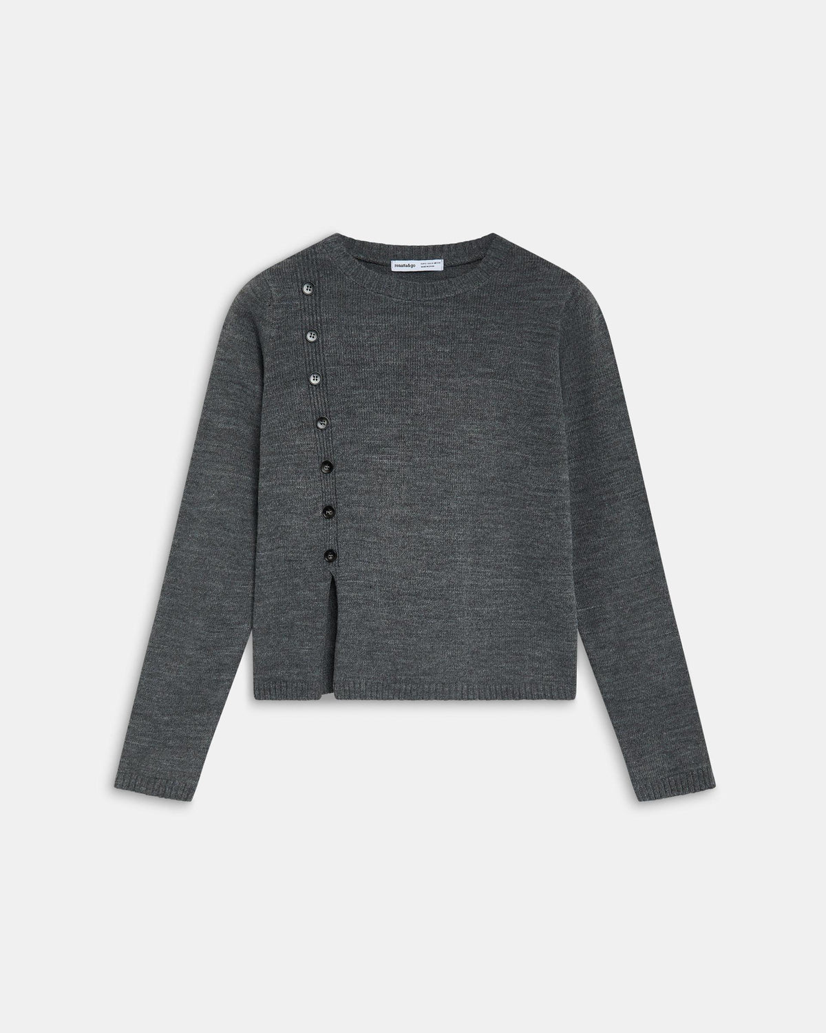 Maglione con Bottoni Laterali Grigio