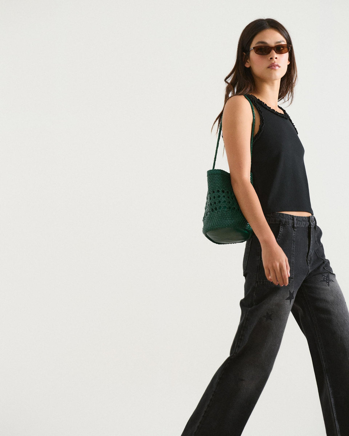Jeans Worker Estrellas Brillos Antracita