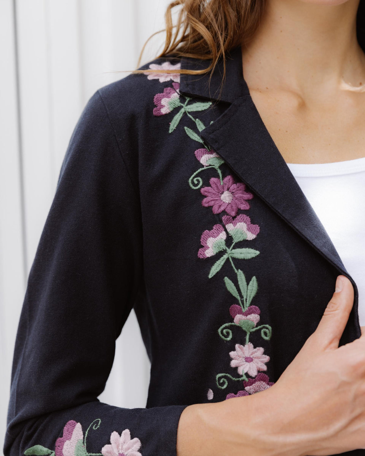 Blazer Bordados Florales Negro