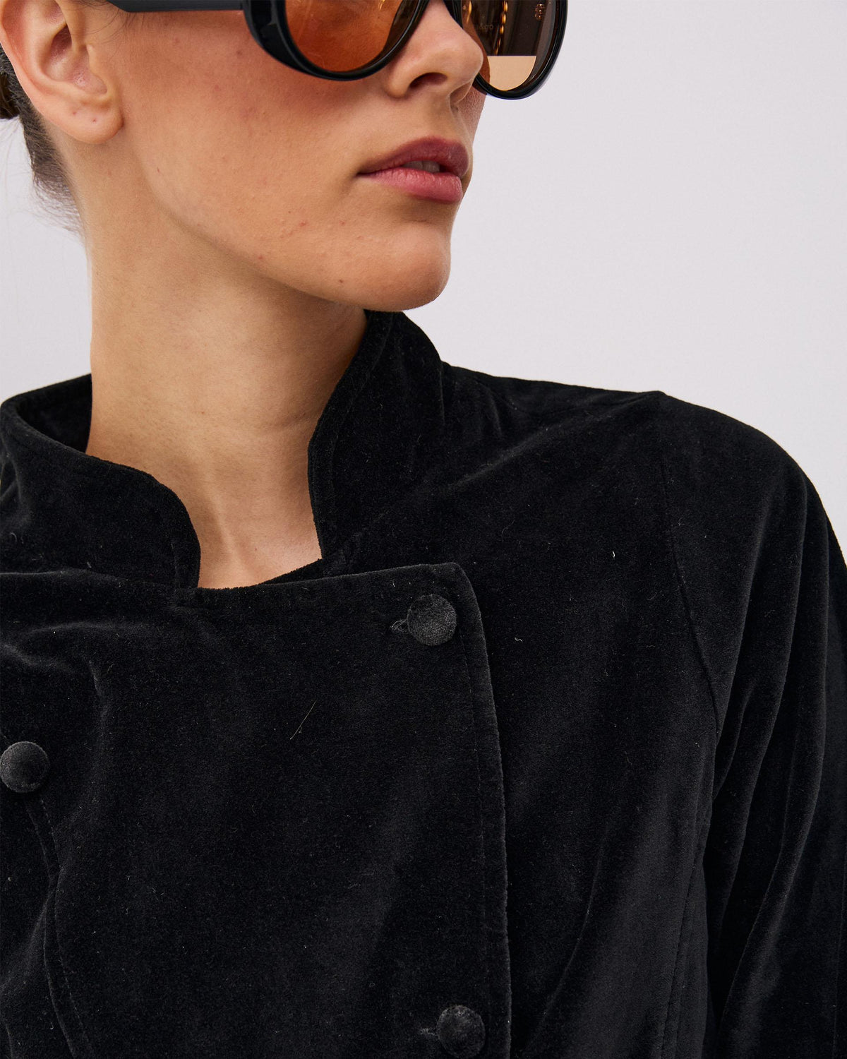 Chaqueta Cruzada Terciopelo Negra