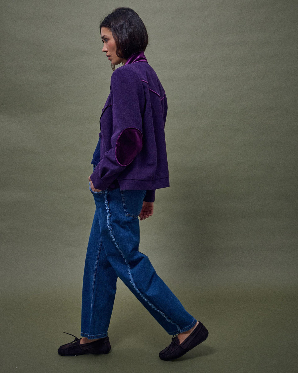 Bomber Terciopelo Contraste Morado
