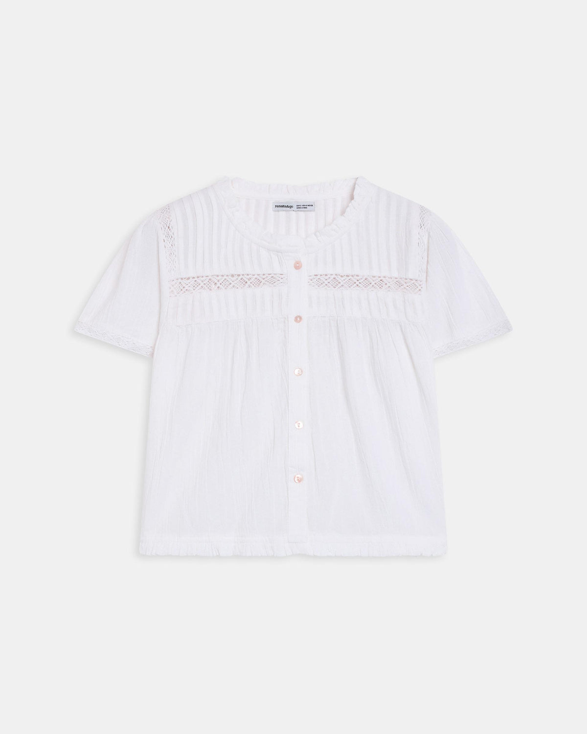 Blusa Manga Corta Puntillas Blanca