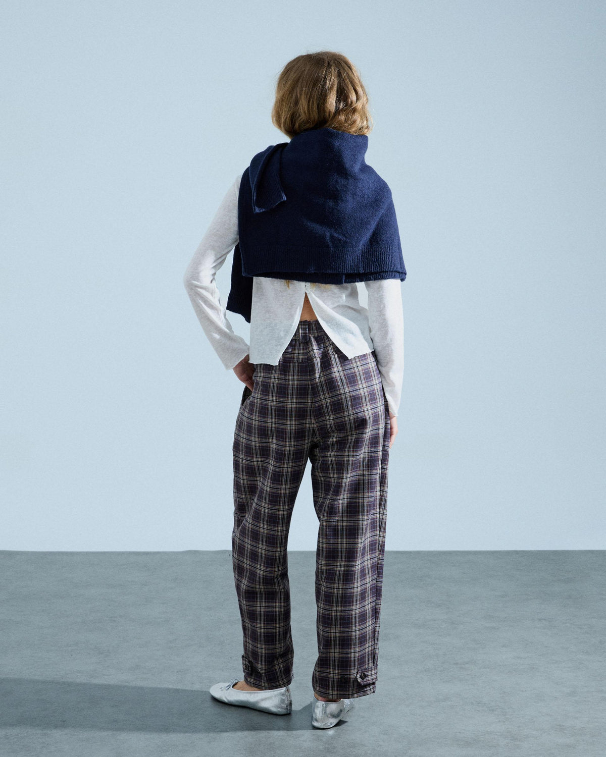 Pantalón Canesú Cuadros Marrón